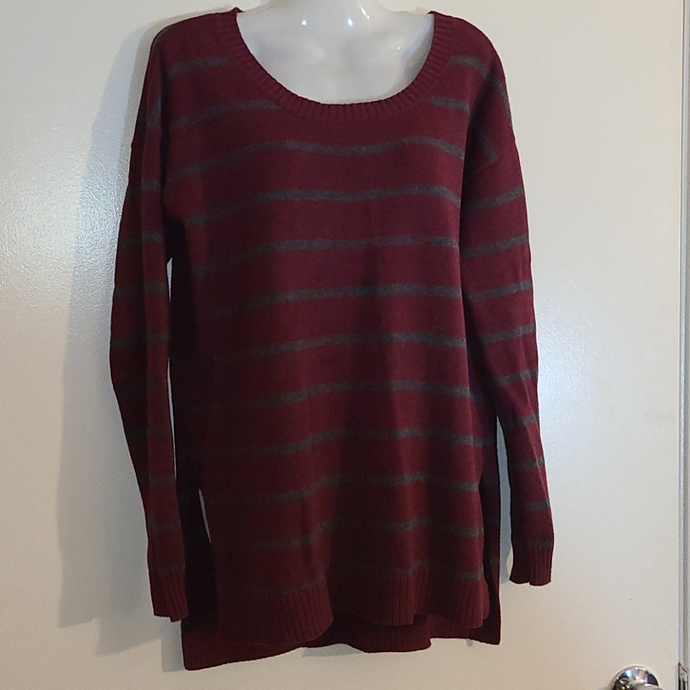 Maroon and grey stripped sweater